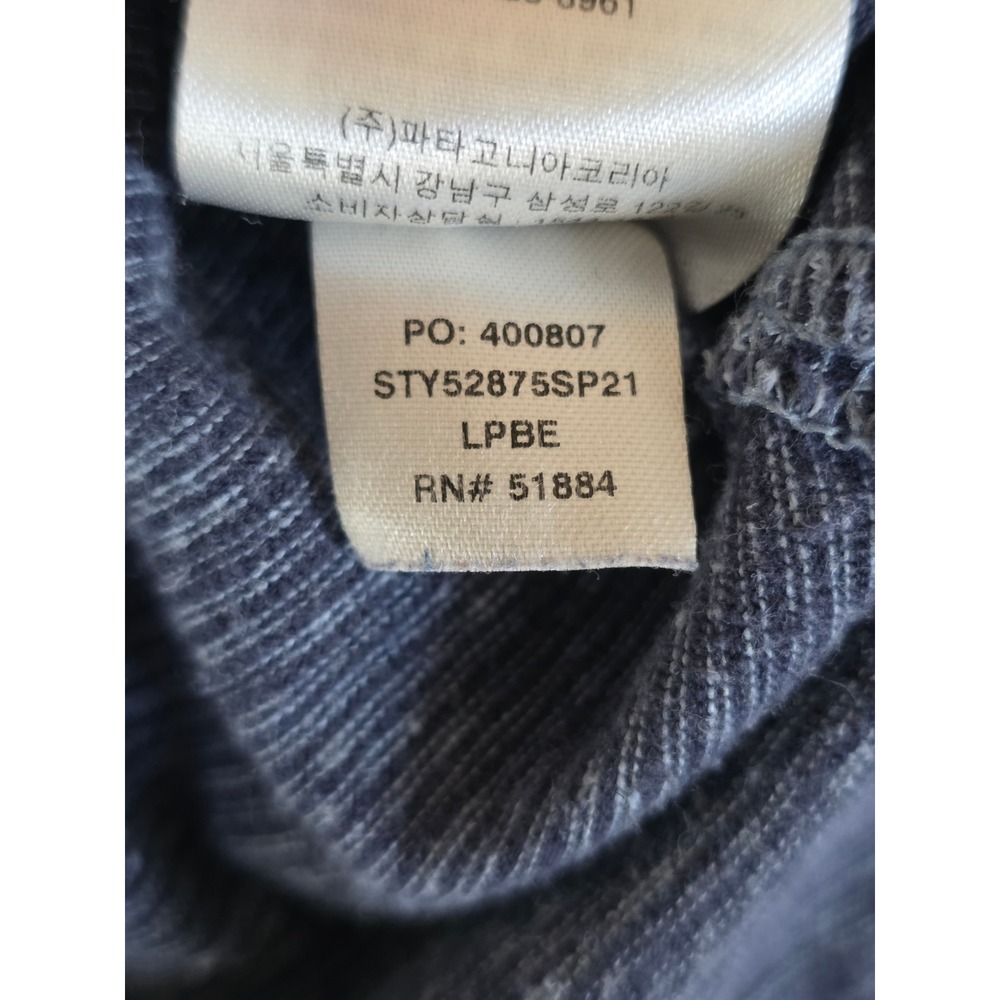 Patagonia Trail Harbor Tee Small Long Plains Berlin Blue Striped Boxy Hemp - Picture 6 of 7